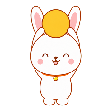コインを掲げるモニハピのウサギ