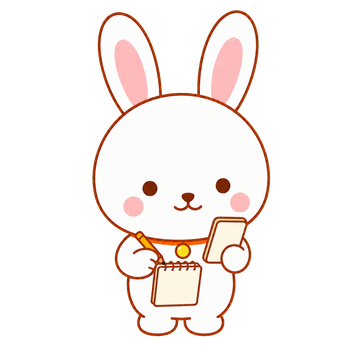 アンケートを書くモニハピのウサギ