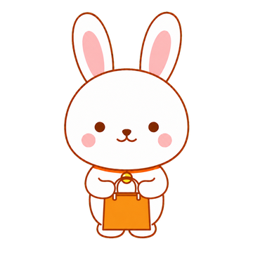 買い物袋を持つモニハピのウサギ